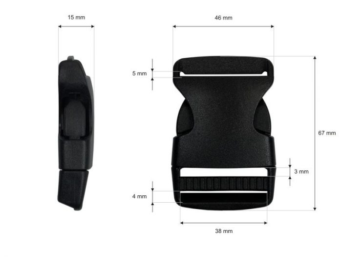 klamra plastikowa 38x66 mm michalina czarna 1