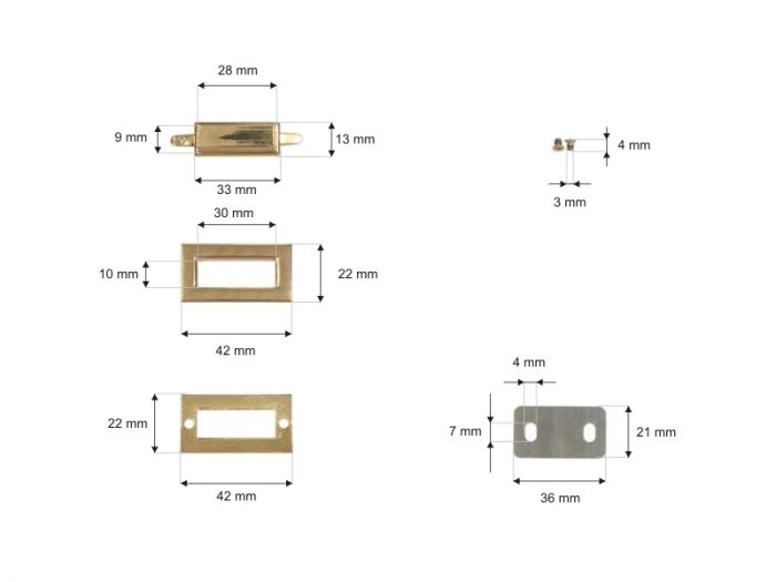 zamek pro kovovou krabici 42 22 mm zloto 1