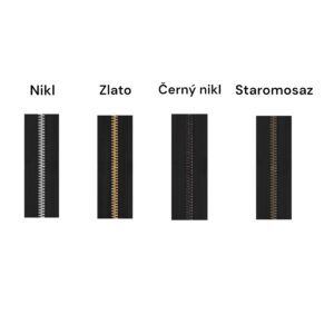 Zip broušený kovový 3 mm černá stuha 1 zip 3 mm metraz