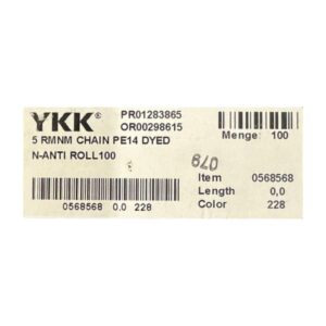 zip nikl modry YKK stitek